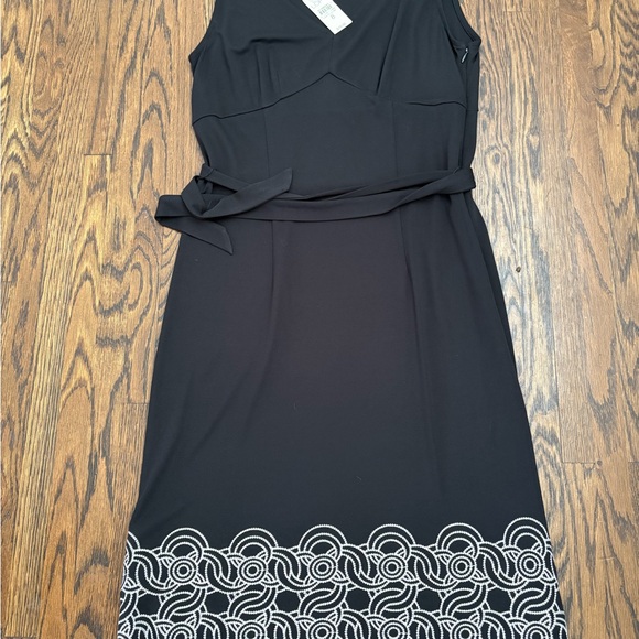 LOFT Black and White Sheath Midi Dress V-Neck Sleeveless - Picture 1 of 7